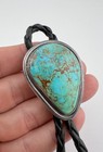 Vintage Navajo Sterling Silver High Grade Royston Turquoise Bolo Tie 1 7 8  -49g