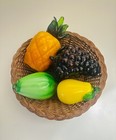 Vintage Lot Murano Style Glass Fruit Pineapple Lemon Grape Hand Blown Art Deco