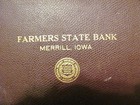 Vintage Farmers State Bank Merril Iowa Leather Money Deposit Bag 