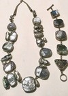 187g Sterling Silver 925 Dichroic Glass Necklace    Bracelet Set Statement 