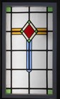 Large Old English Leaded Stained Glass Window Geometric Diamond 21 5  X 38 