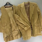 Vtg 70s Sheplers San Lorenzo Corduroy 3 Piece Western Suit 46 Xl Tan Talon Nos