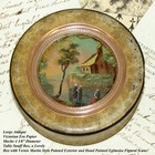 Lg Antique Victorian Era Papier Mache 4 3 8  Table Snuff Box  Hp Eglomise Scene