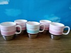 2007 Starbucks 10oz Coffee Mug Set Of 5  With Brushed Stainless Steel Bottom