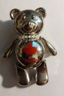 Miniature Canada Beautiful  Panda Bear Magnetic Small Silver Tone Figure