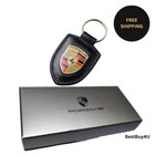 New Genuine Porsche Leather Crest Key Ring Fob Chain Black Wap0500950e Free Ship