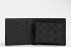 Coach Cw380 Men   s 3 In 1 Wallet Signature Canvas Removable Id Card Case Black