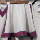 Vintage 80s 4 Piece Cheerleading Outfit White Red Blue Juniors   Womens Xxs   Xs