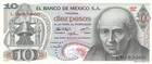 Mexico  10  Pesos  3 2 1971  Series  1bl  Prefix  L  Circulated Banknote Esk