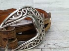 Vintage Nocona Leather Belt Western Cowgirl Silver Heart Concho Texas Y2k