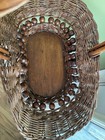 Vintage Handmade 1970s  Wicker   Rattan Gathering Basket With Wooden Beads 