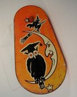 Vintage Kirchhof Halloween Wooden Noise Maker Flying Witch Half Moon   Owl