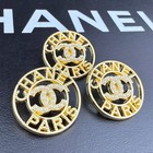 10 Chanel Paris Buttons Cc Logo Round Gold Pearls Metal 24mm Vintage