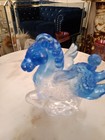  Liuli Crystal Art Glass Blue Pegasus Signed Mint Or Obo