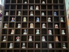Vintage Thimble Collection With Wooden Display Case