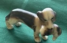 Vintage Bone China Basset Hound Dog   Puppy Family Miniature Figurine Set Of 4