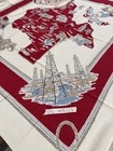 Vintage Texas State Souvenir Map Tablecloth Cotton Landmarks 1940s-1950s