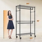 3 tier Heavy Duty Rolling Garment Racks Clothing Shelves 15 7  29 5  74 5  Black
