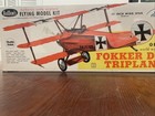 Vintage guillow   s fokker Dr-1 Triplane model Kit No 204 sealed wwi  Fighter