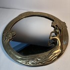 Vintage Art Nouveau Style Round Brass Wall Mirror Woman And Floral Detail 11   