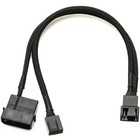 Crj 4-pin Molex High Power Pc Fan Adapter Cable - 10-inch 25cm  Black Sleeved   