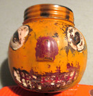 Antique Halloween Glass Lantern Pumpkin Candy Container -hand Painted-1920 s