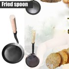 Steel Flat Frying Spoon Frying With Wooden Handle Frying Pastry Spoon