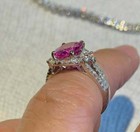Antique Art Deco Vintage 3 40 Ct Pink Diamond Wedding Ring 925 Sterling Silver