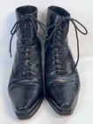 Charles David Nathalie M Vintage 90s Black Leather Lace Up Ankle Boots Heels 6