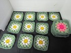Lot Of 20 5    Crochet Granny Square  Floral  Yellow  White  2 Shades Pink   Green