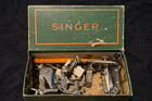 Vintage Singer Sewing Machine Attachments Setwith Original Green Box - 9 Pieces