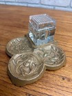 Antique Victorian Art Nouveau Cast Iron Inkwell Tray Woman
