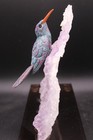 Peter Muller Hand Carved Ruby Zoisite Hummingbird On Ameythst Flower Base