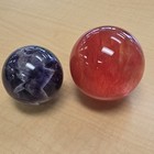 2 Polished Crystal Healing Stone Spheres Ball Orbs - Red   Purple
