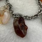 Vintage Charm Bracelet Silver Tone Multi Stone Chunky Double Link 6 5 