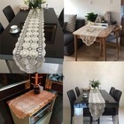 Vintage Crochet Lace Table Runner Dresser Scarf Wedding Party Dinner Home Decor