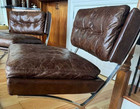 Set Of Two Mcm Pair Of Heathrow Vintage Brown Leather Lounge Cigar Chairs