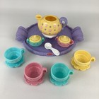 Fisher Price Pretend Play Tea Party Set Cups Saucers Spoons Tray Vintage 2000
