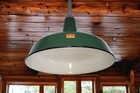 One 1940s Silva-king 16  Green Porcelain Enamel Industrial Barn Light Vintage  A