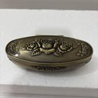 Gold Metal Trinket Jewelry Box Clamshell Floral Vintage 5 25    Made In Poland New
