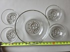Vintage Clear Glass Large Serving Bowl With Flower Center With 4 Side Bowls