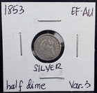 1853 H10c Seated Liberty Half Dime Silver Coin 