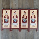 Hand Painted Christmas Santa Noel Folding Screen Tabletop Decor Rustic 11 x18 