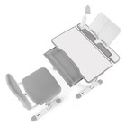 Gray Height Adjustable Kids Study Desk Table Chair Set W lamp drawer chair Cover