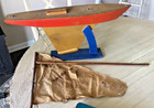 Vintage Robin  22  Pond Yacht Boat  Metal Rutter  Wood Stand  Need Tlc
