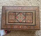 Vintage Lebanese Jewelry Music Box Wood Rectangle Swiss Made Mediterranean Old