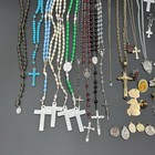 Lot Of 62 Catholic Christianity Religious Crucifix Cross Rosary Jewelry Mix Read