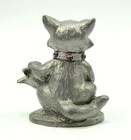 Michael Ricker 1988 Cat With Jeweled Collar Pewter Figure Signed   1519