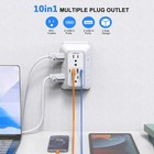 Outlet Extender Surge Protector - 6 Outlet Splitter With 4 Usb Ports  2 Usb C 