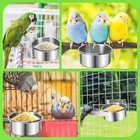 2 Pack Stainless Steel Bird Feeding Dish Cups Bird Feeder With Clamp For Cage